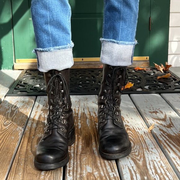 Combat Boots Block Heel, Lace-up . - Picture 2 of 6